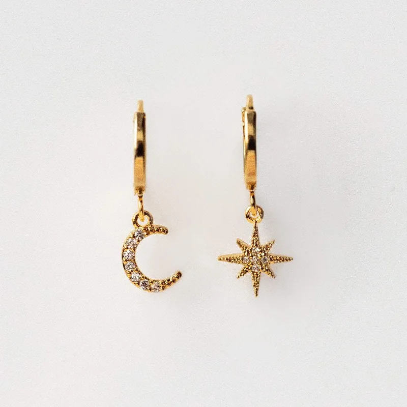 Clearance Sale, Steal Great Bargains Yellow Gold Ring Chloe Star and Moon Hoop Earrings Clearance Sale, Steal Great Bargains Yellow Gold Ring Chloe Star and Moon Hoop Earrings