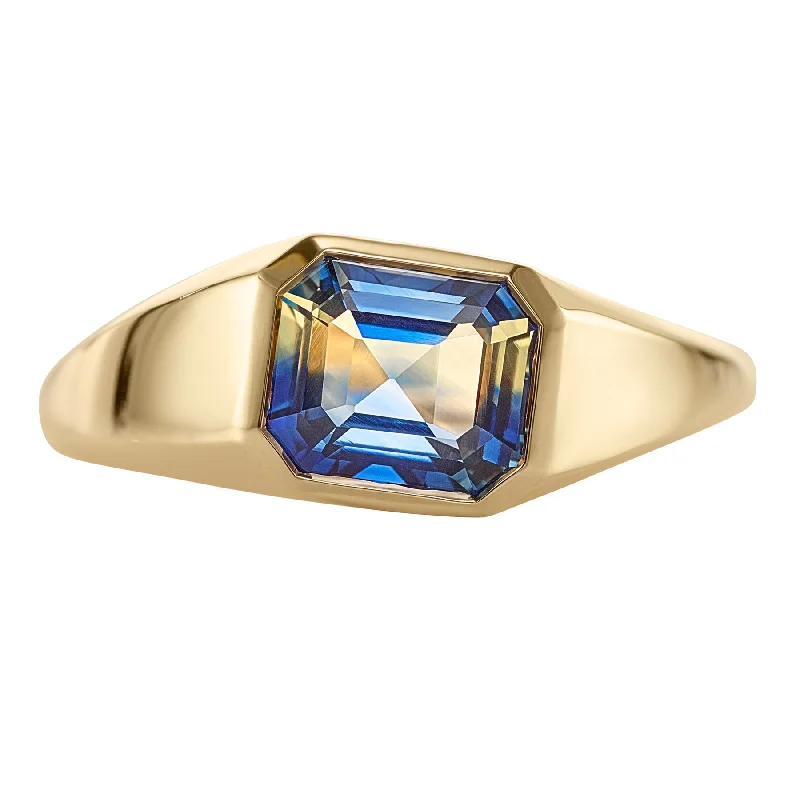 Exclusive Offers for Our Valued Customers Opal Ring Chunky Asymmetric Statement Ring with OOAK Emerald Cut Parti Sapphire Exclusive Offers for Our Valued Customers Opal Ring Chunky Asymmetric Statement Ring with OOAK Emerald Cut Parti Sapphire