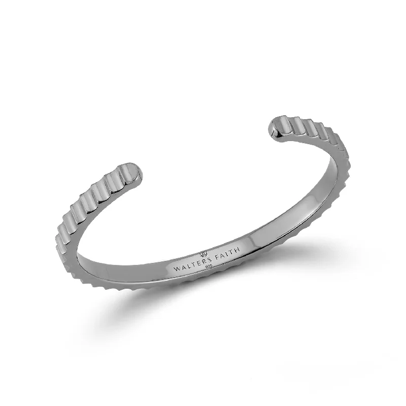 Exclusive Members - Only Sale Wedding Jewelry CII STERLING SILVER AND BLACK RHODIUM JUMBO FLUTED CUFF BRACELET Exclusive Members - Only Sale Wedding Jewelry CII STERLING SILVER AND BLACK RHODIUM JUMBO FLUTED CUFF BRACELET