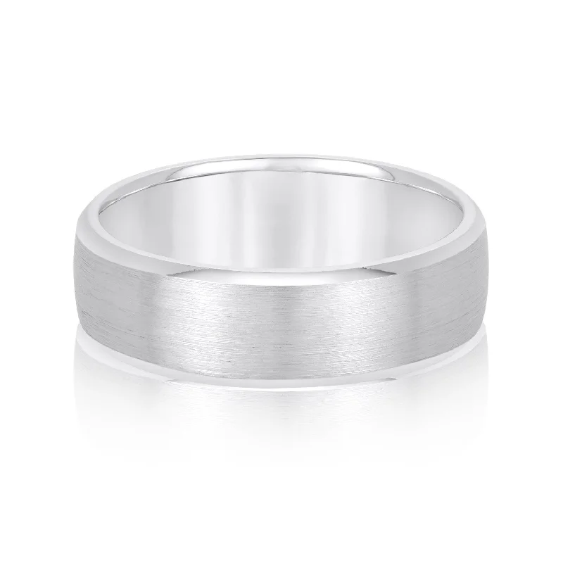 Don't Miss Your Chance Layered Necklace Men's Beveled Edge Matte Wedding Band