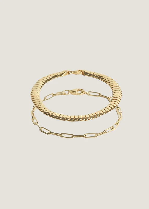 Buy More, Save More Personalized Bracelet Cobra & Paperclip Link Chain Bracelet Stack