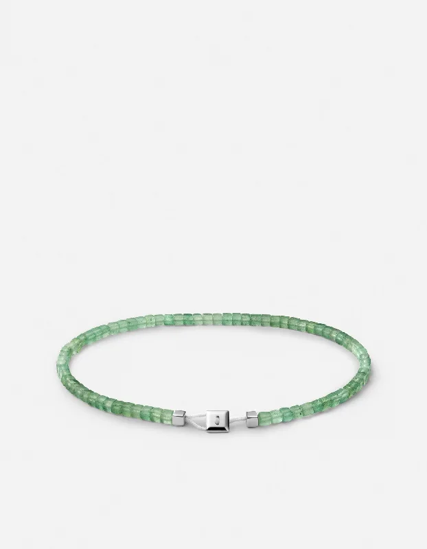 Big Savings, Big Smiles Handmade Chain Coda Aventurine Bracelet, Sterling Silver