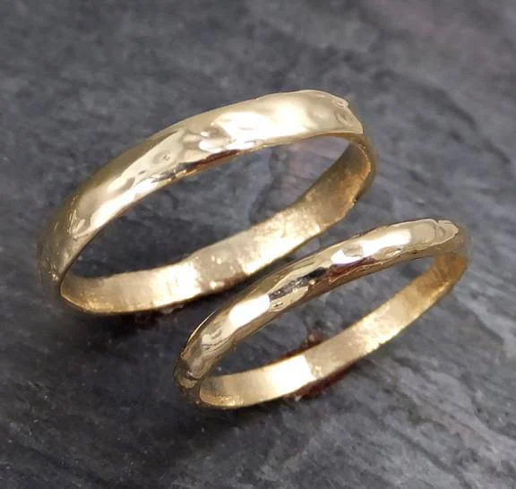 Buy More, Save More Handmade Chain Custom pair Men's 4mm (3mm shown) and Women's 2mm Wedding bands set 14k gold textured wedding rings Recycled gold cBands4_2 Buy More, Save More Handmade Chain Custom pair Men's 4mm (3mm shown) and Women's 2mm Wedding bands set 14k gold textured wedding rings Recycled gold cBands4_2