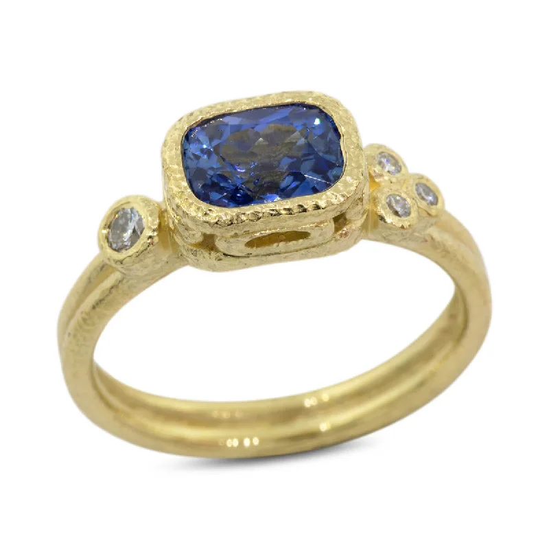 Exclusive Members - Only Sale Delicate Necklace Delicate Double Band with Elongated Cushion Cut Sapphire Ring Exclusive Members - Only Sale Delicate Necklace Delicate Double Band with Elongated Cushion Cut Sapphire Ring