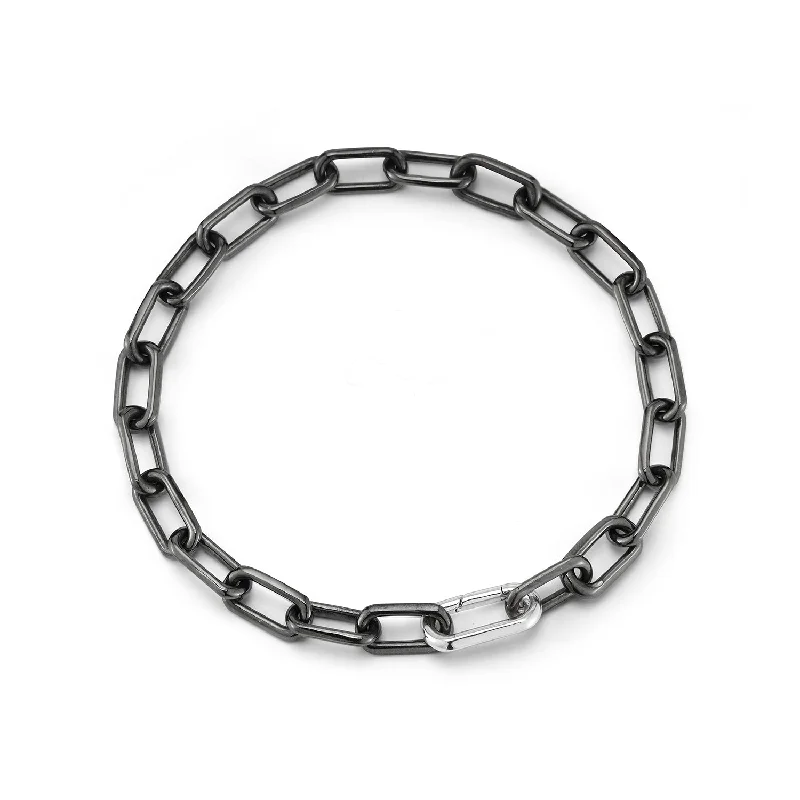 Flash Sale, Grab the Deals Fast Designer Jewelry SAXON BLACK RHODIUM LINK BRACELET WITH ELONGATED STERLING SILVER SPRING LOADED CLASP Flash Sale, Grab the Deals Fast Designer Jewelry SAXON BLACK RHODIUM LINK BRACELET WITH ELONGATED STERLING SILVER SPRING LOADED CLASP