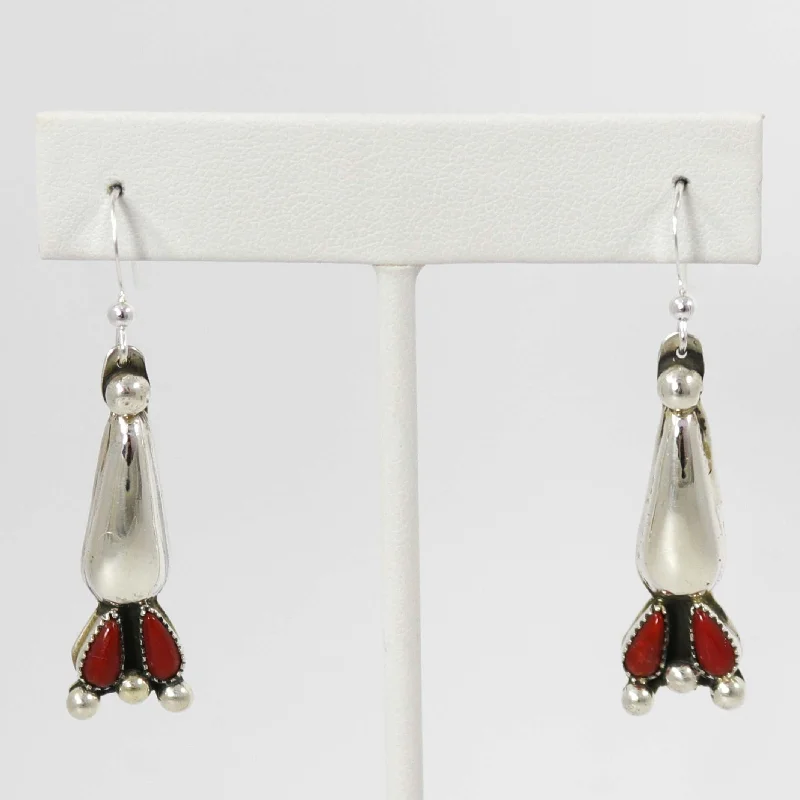 Flash Sale Silver Hoop Earrings Coral Earrings