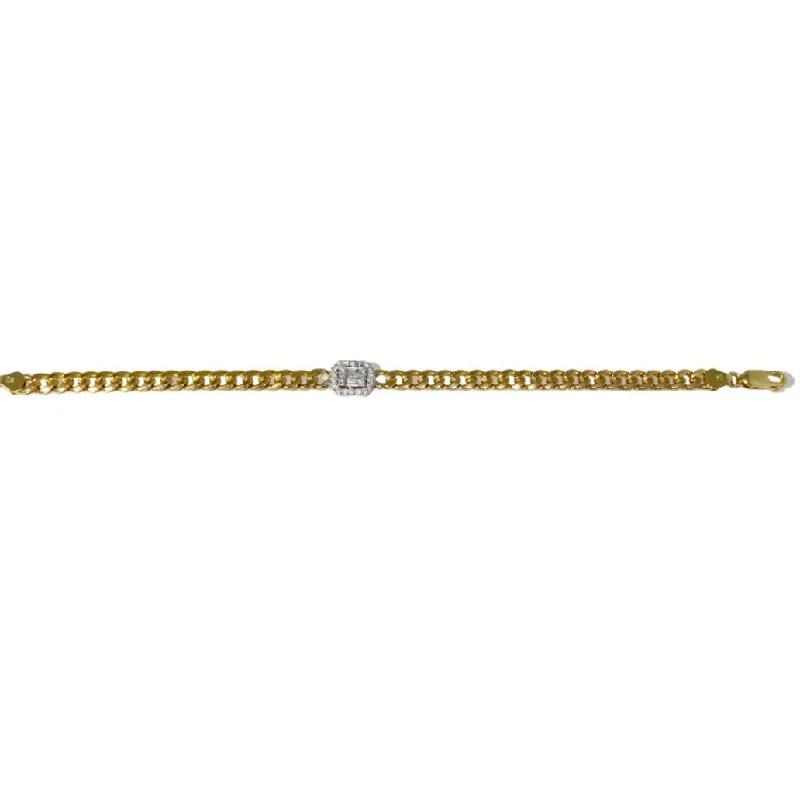 New Arrivals Handmade Pendant Cuban Link and Diamond Square Bracelet