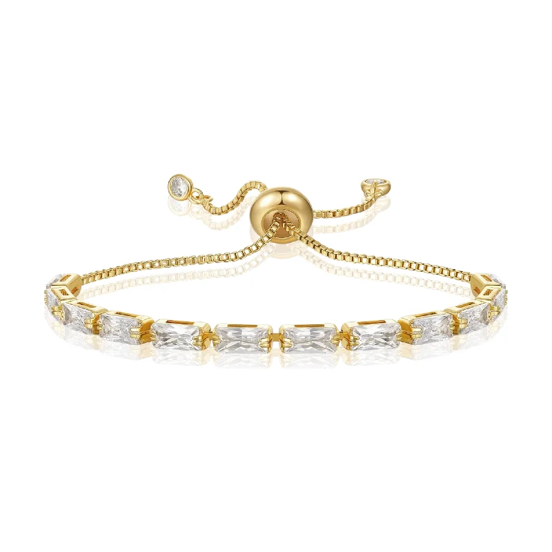 Shop Comfortably at Home Adjustable Bracelet Cubic Zirconia Adjustable Bracelet in Gold and Silver