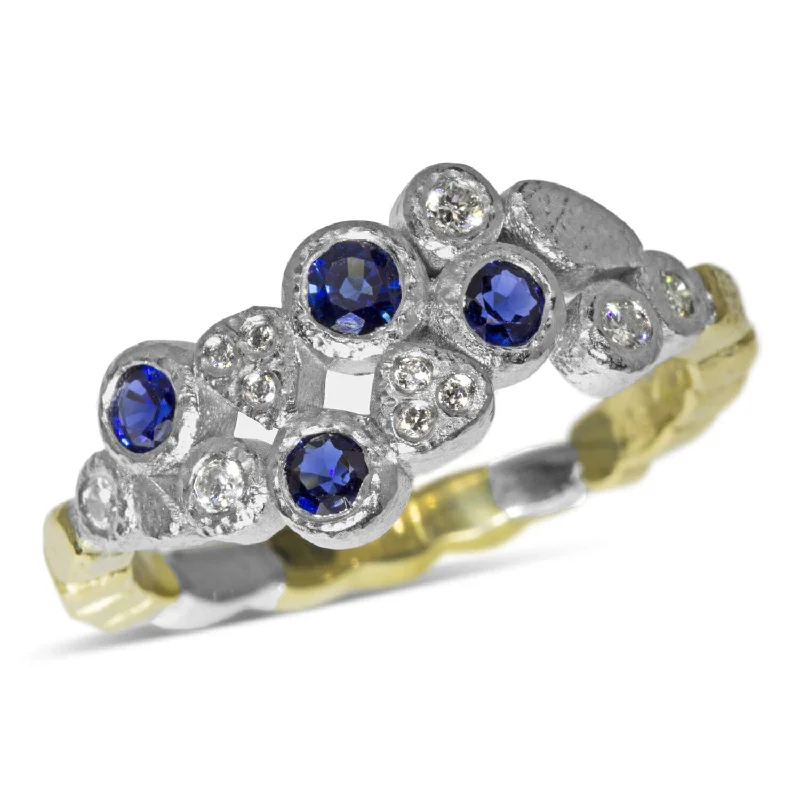 Limited - Time Offer Vintage Ring Custom Dancing Diamonds Ring with sapphires