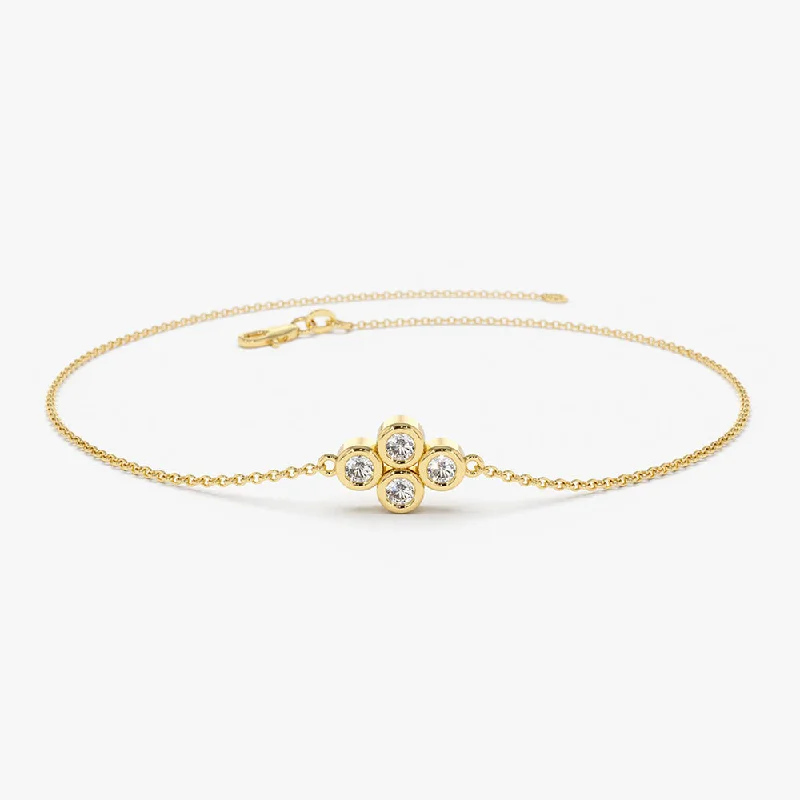 Don't Miss Your Chance Bold Jewelry 14K Gold Dainty Quad Diamond Bracelet