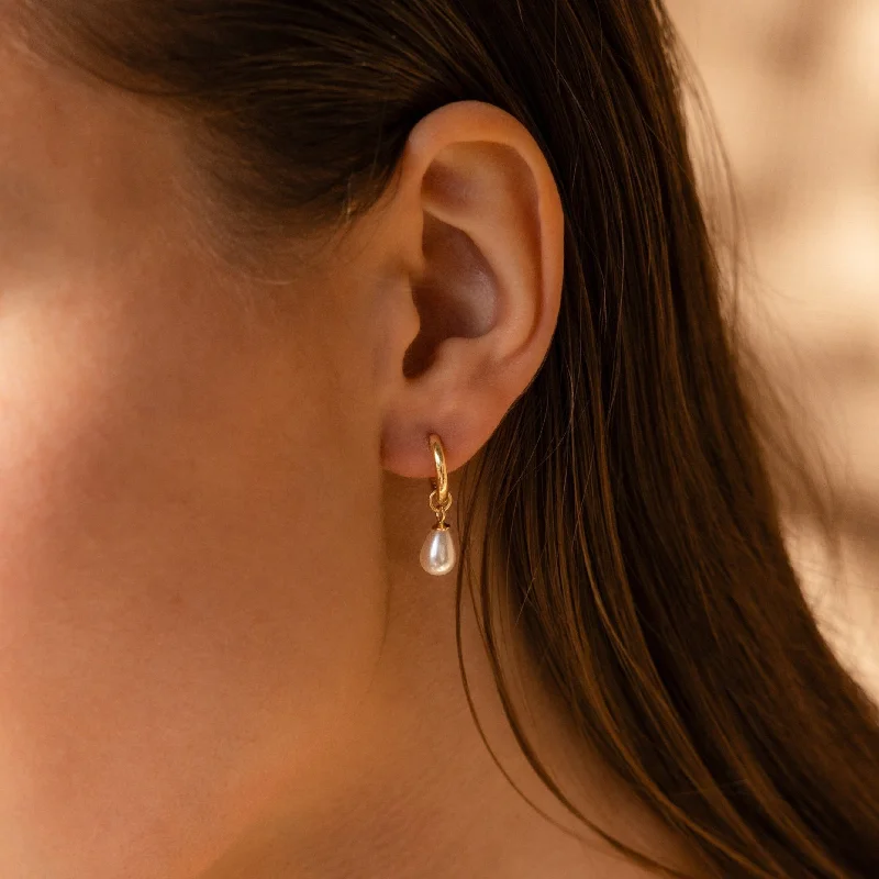 Flash Sale, Grab the Deals Fast Trendy Earrings Dainty Pearl Drop Huggies