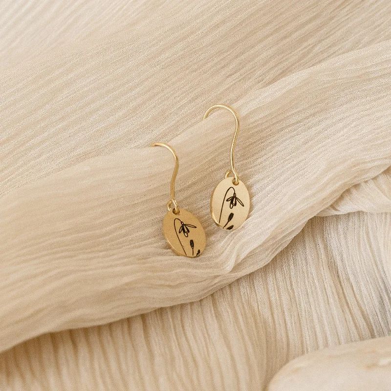 Big Savings, Big Smiles Cross Pendant Dangling Birth Flower Earrings