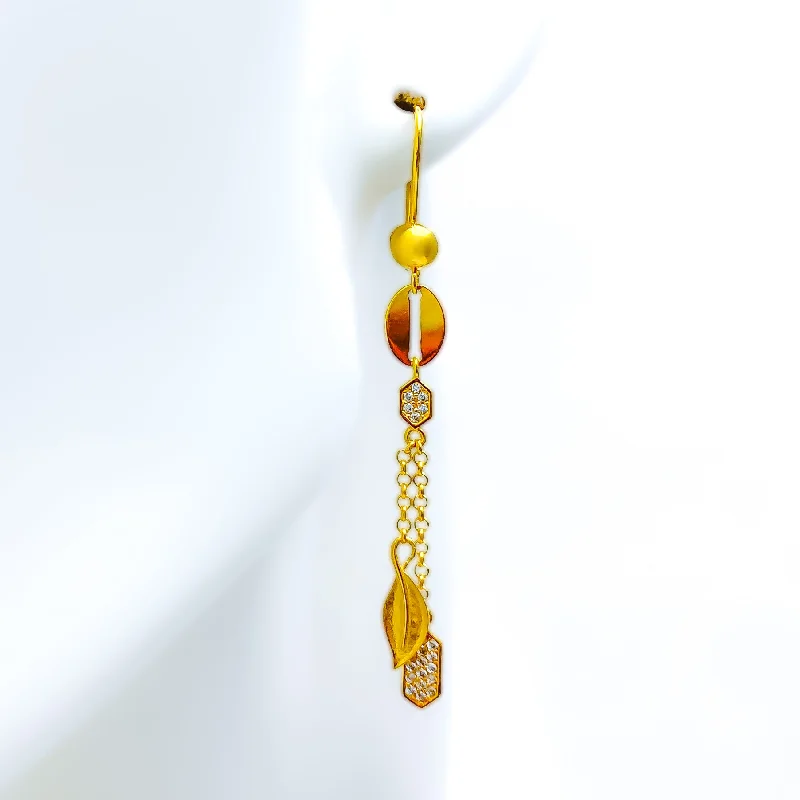 Big Savings, Big Smiles Designer Jewelry Elevated 21k Gold CZ Hanging Earrings