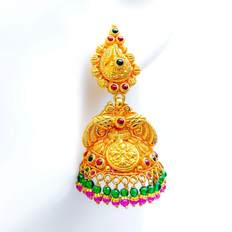 Exclusive Offers for Our Valued Customers Gold Hoop Earrings Decorative Delicate 22k Gold Temple Jhumki Earrings