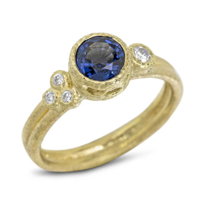 New Arrivals on Discount Cocktail Ring Delicate Double Band Round Blue Spinel Ring with diamonds New Arrivals on Discount Cocktail Ring Delicate Double Band Round Blue Spinel Ring with diamonds