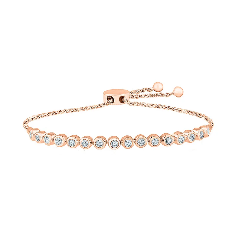 Exclusive Offers for Our Valued Customers Rose Gold Earrings Diamond Bolo Bracelet With Bezel Set Round Diamonds Exclusive Offers for Our Valued Customers Rose Gold Earrings Diamond Bolo Bracelet With Bezel Set Round Diamonds
