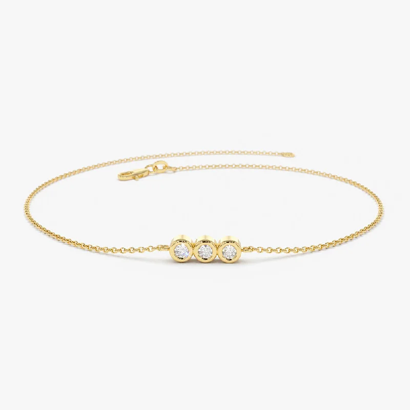 Unbeatable Savings Await Handmade Bracelet 14K Gold Trio Diamond Bracelet with Thin Chain Unbeatable Savings Await Handmade Bracelet 14K Gold Trio Diamond Bracelet with Thin Chain