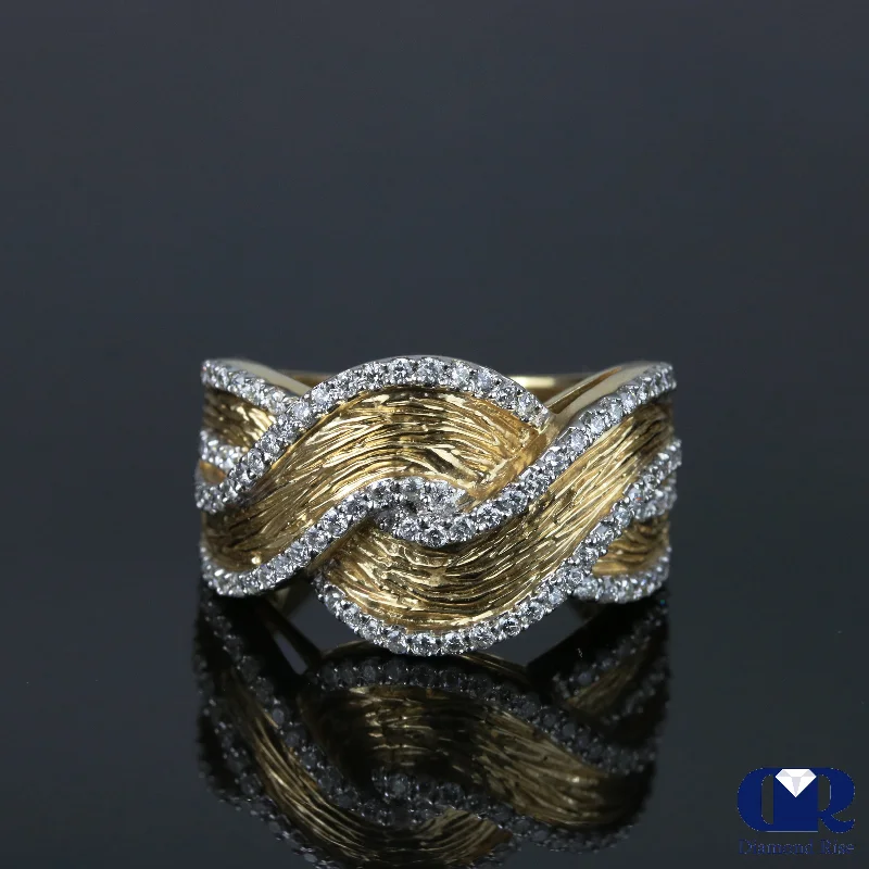 Big Savings, Big Smiles Classic Bracelet Diamond Hammer Wave Shaped Wedding Ring In 14K Gold Big Savings, Big Smiles Classic Bracelet Diamond Hammer Wave Shaped Wedding Ring In 14K Gold