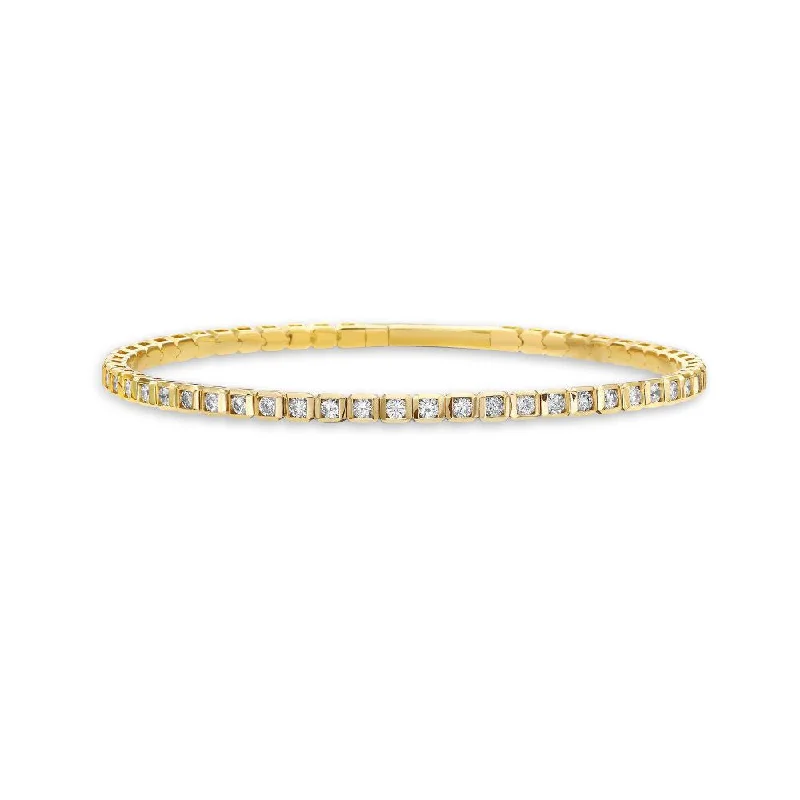 Shop Comfortably at Home Beautiful Jewelry Diamond Square Bezel Flexible Bangle Bracelet (2.00 ct.) in 14K Gold Shop Comfortably at Home Beautiful Jewelry Diamond Square Bezel Flexible Bangle Bracelet (2.00 ct.) in 14K Gold