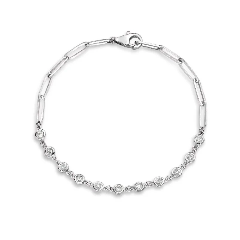 Exclusive Offers for Our Valued Customers Bridal Earrings Diamond Station Bracelet With Half Paper Clip Chain (0.55 ct.) Bezel Set in 14K Gold Exclusive Offers for Our Valued Customers Bridal Earrings Diamond Station Bracelet With Half Paper Clip Chain (0.55 ct.) Bezel Set in 14K Gold