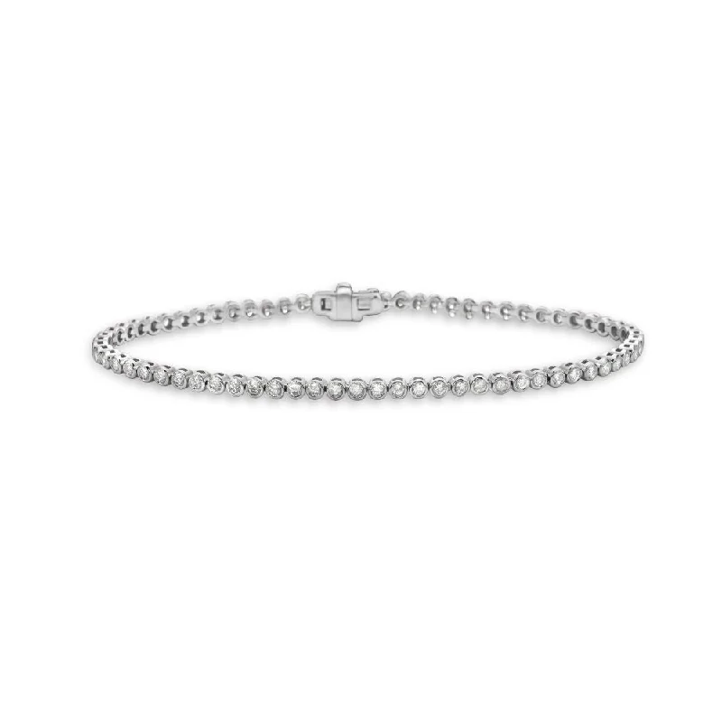 Clearance Sale Handmade Pendant Diamond Tennis Bracelet (1.35 ct.) Bezel Setting in 14K Gold Clearance Sale Handmade Pendant Diamond Tennis Bracelet (1.35 ct.) Bezel Setting in 14K Gold