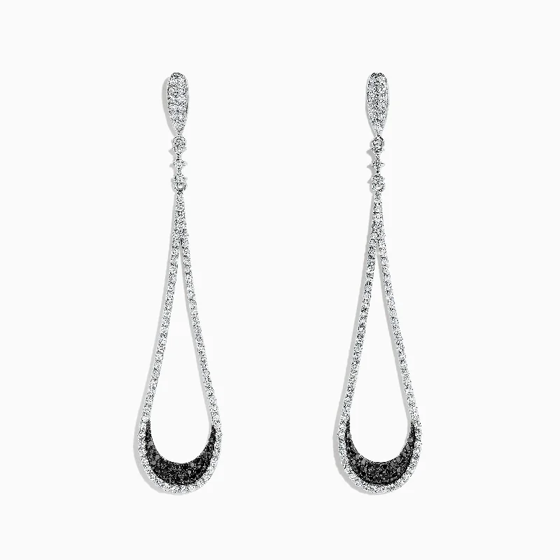 New Arrivals Delicate Necklace 14K White Gold Black and White Diamond Drop Earrings, 1.70 TCW New Arrivals Delicate Necklace 14K White Gold Black and White Diamond Drop Earrings, 1.70 TCW