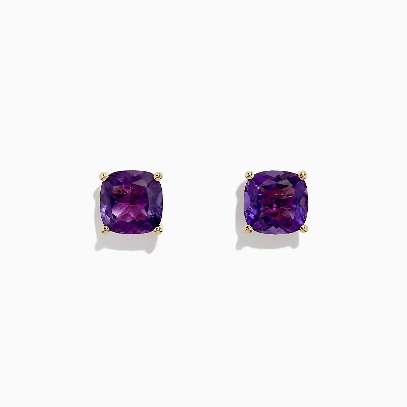 Big Savings, Big Smiles Vintage Ring 14K Yellow Gold Amethyst Stud Earrings, 4.25 TCW Big Savings, Big Smiles Vintage Ring 14K Yellow Gold Amethyst Stud Earrings, 4.25 TCW