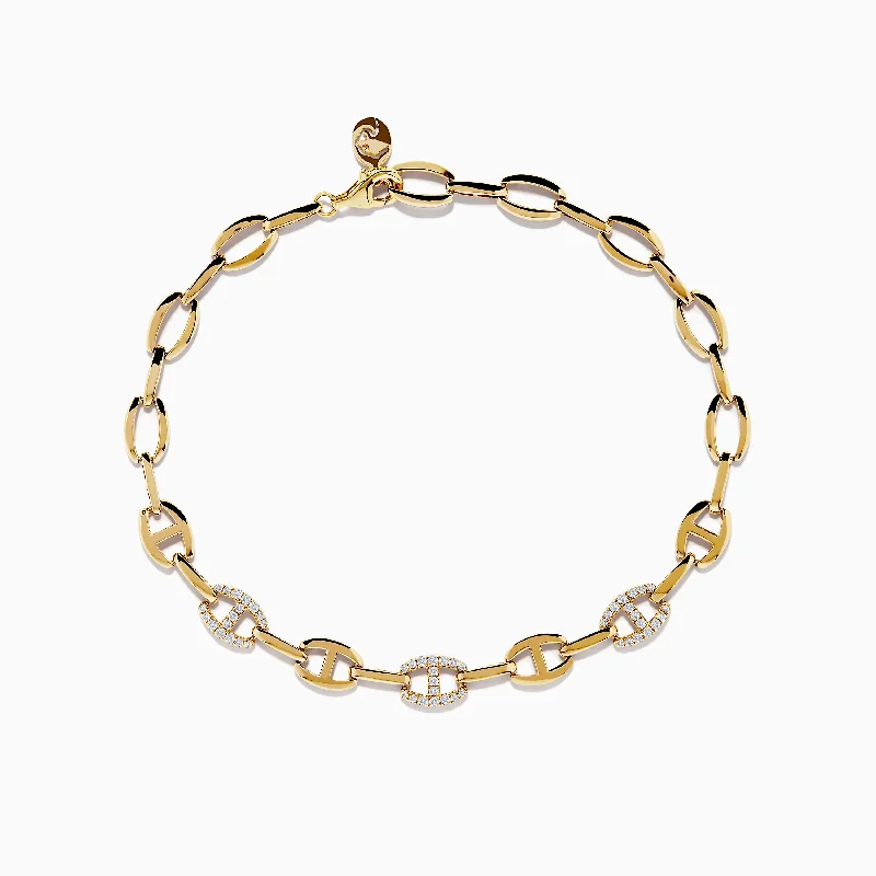 Buy More, Save More Celestial Jewelry D'oro 14K Yellow Gold Anchor Chain Diamond Bracelet 0.27 TCW Buy More, Save More Celestial Jewelry D'oro 14K Yellow Gold Anchor Chain Diamond Bracelet 0.27 TCW