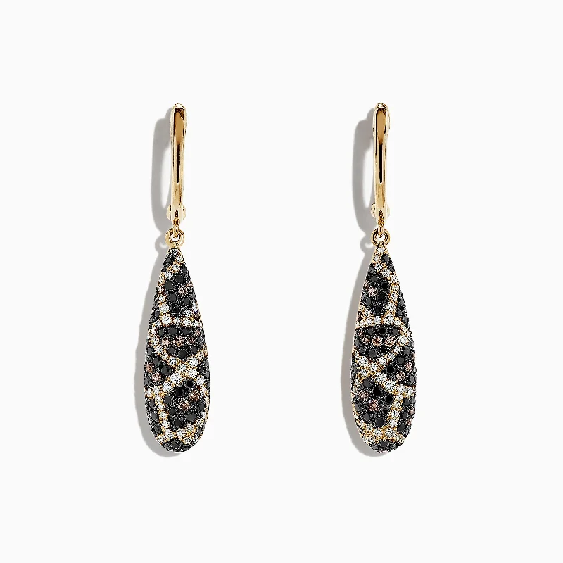 Don't Miss Your Chance Elegant Ring 14K Yellow Gold Espresso, Black and White Diamond Earrings, 1.26 TCW Don't Miss Your Chance Elegant Ring 14K Yellow Gold Espresso, Black and White Diamond Earrings, 1.26 TCW