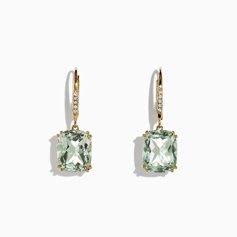 New Arrivals on Discount Silver Chain 14K Yellow Gold Green Amethyst and Diamond Earrings, 8.34 TCW New Arrivals on Discount Silver Chain 14K Yellow Gold Green Amethyst and Diamond Earrings, 8.34 TCW