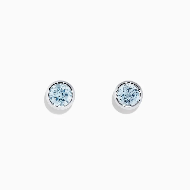 Big Savings, Big Smiles Dangle Earrings Aquarius 14K White Gold Aquamarine Stud Earrings, 0.90 TCW Big Savings, Big Smiles Dangle Earrings Aquarius 14K White Gold Aquamarine Stud Earrings, 0.90 TCW
