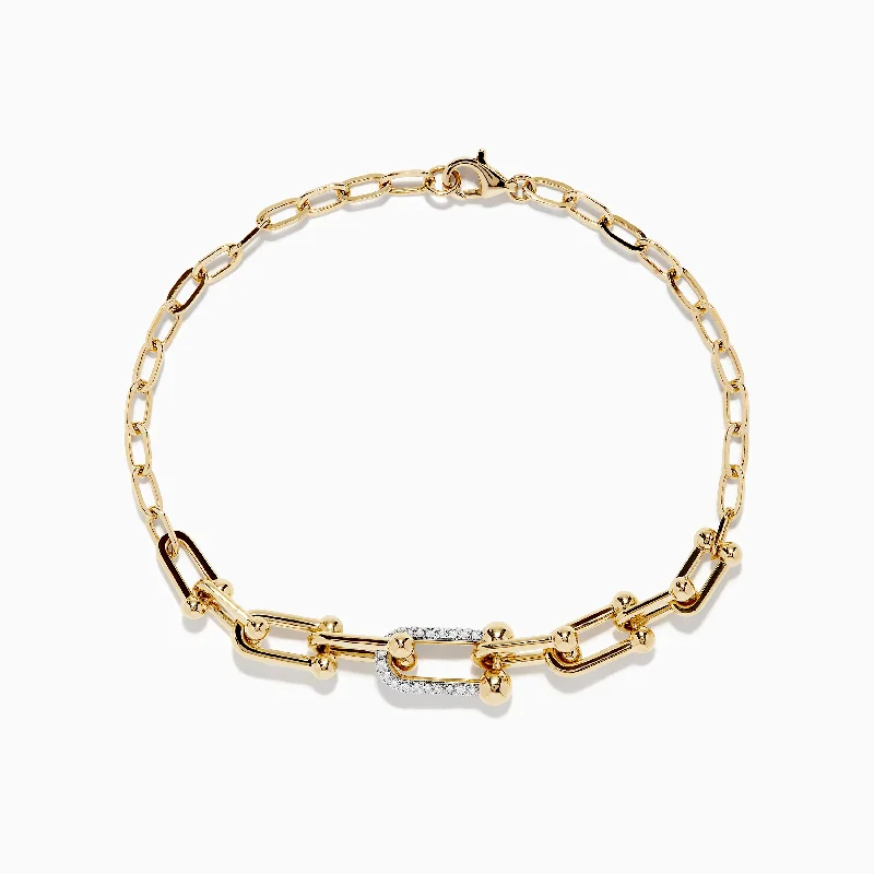 Flash Sale Gold Necklace D'oro 14K Yellow Gold Chain Link Diamond Bracelet 0.24 TCW Flash Sale Gold Necklace D'oro 14K Yellow Gold Chain Link Diamond Bracelet 0.24 TCW