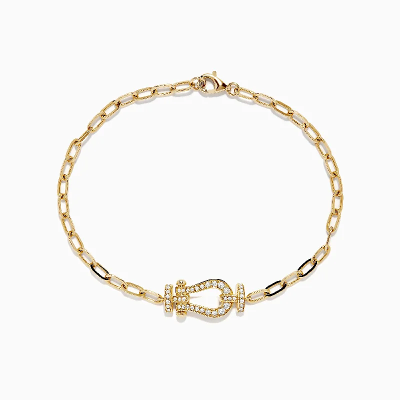 Massive Clearance Sale Fashion Jewelry D'Oro 14k Yellow Gold Diamond Horseshoe Paperclip Bracelet 0.21 TCW Massive Clearance Sale Fashion Jewelry D'Oro 14k Yellow Gold Diamond Horseshoe Paperclip Bracelet 0.21 TCW