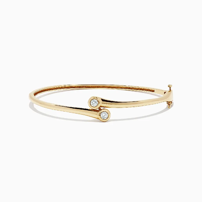 Big Savings, Big Smiles Designer Jewelry D'Oro 14K Yellow Gold Diamond Two-Of-Us Bangle, 0.39 TCW Big Savings, Big Smiles Designer Jewelry D'Oro 14K Yellow Gold Diamond Two-Of-Us Bangle, 0.39 TCW
