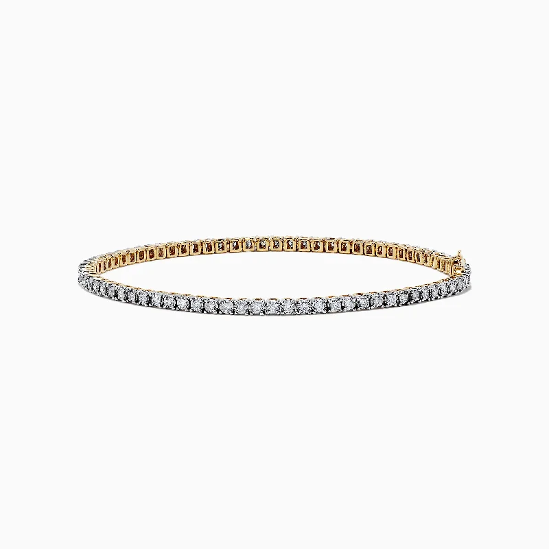 Shop Comfortably at Home Custom Jewelry Pave Classica 14K Yellow and White Gold Diamond Tennis Bracelet 0.98 TCW Shop Comfortably at Home Custom Jewelry Pave Classica 14K Yellow and White Gold Diamond Tennis Bracelet 0.98 TCW