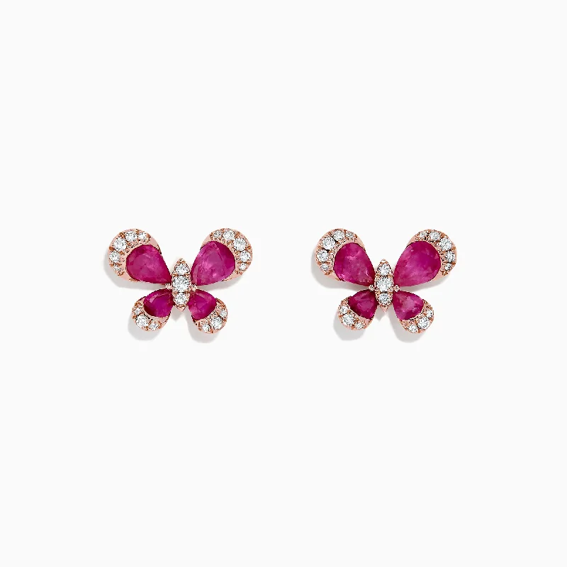 Be the First to Rock the Latest Trends Moonstone Necklace Nature 14K Rose Gold Ruby and Diamond Butterfly Earrings, 2.44 TCW Be the First to Rock the Latest Trends Moonstone Necklace Nature 14K Rose Gold Ruby and Diamond Butterfly Earrings, 2.44 TCW