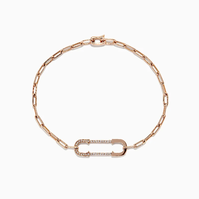 Clearance Sale Adjustable Bracelet Novelty 14K Rose Gold Diamond Paperclip Bracelet, 0.13 TCW Clearance Sale Adjustable Bracelet Novelty 14K Rose Gold Diamond Paperclip Bracelet, 0.13 TCW