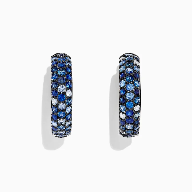 Buy More, Save More Silver Hoop Earrings Splash Silver Blue Sapphire 1" Hoop Earrings, 3.97 TCW Buy More, Save More Silver Hoop Earrings Splash Silver Blue Sapphire 1" Hoop Earrings, 3.97 TCW