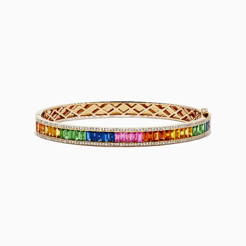 Unbeatable Savings Await Layered Bracelet Watercolors 14K Gold Multi Sapphire and Diamond Bangle