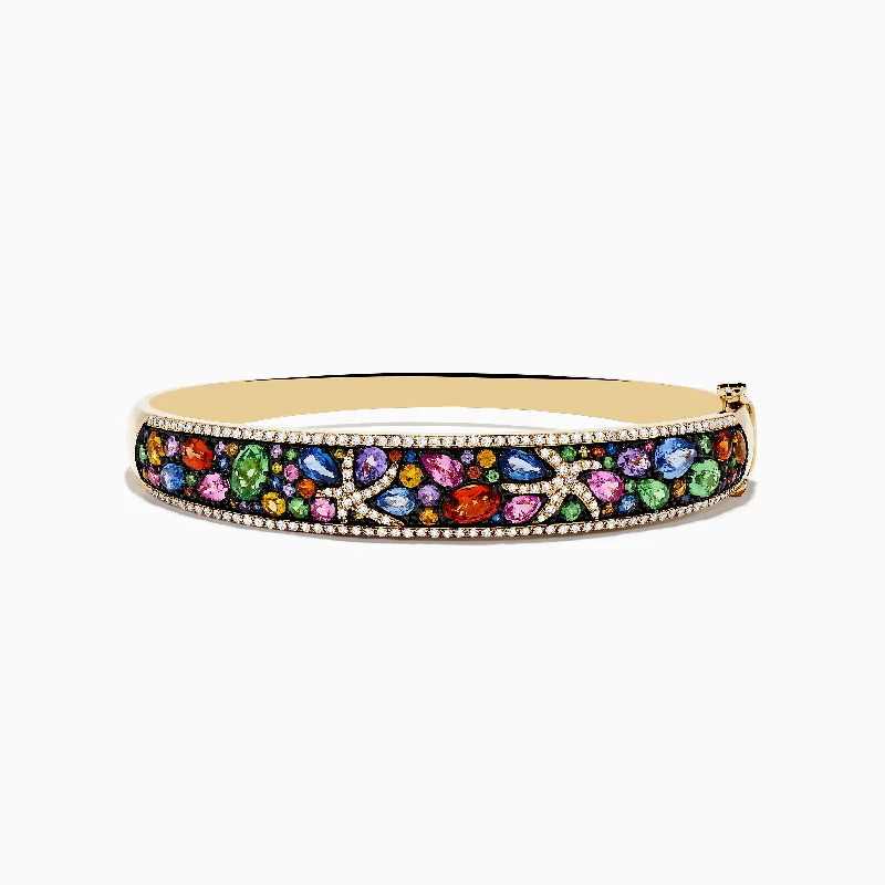Be the First to Rock the Latest Trends Bold Jewelry Watercolors 14K Yellow Gold Multi Sapphire and Diamond Starfish Bracelet