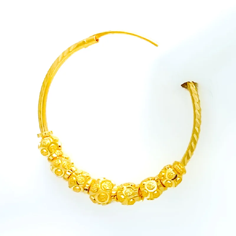 Buy More, Save More Beaded Bracelet Elegant Sparkling 22k Gold Hoop Earring