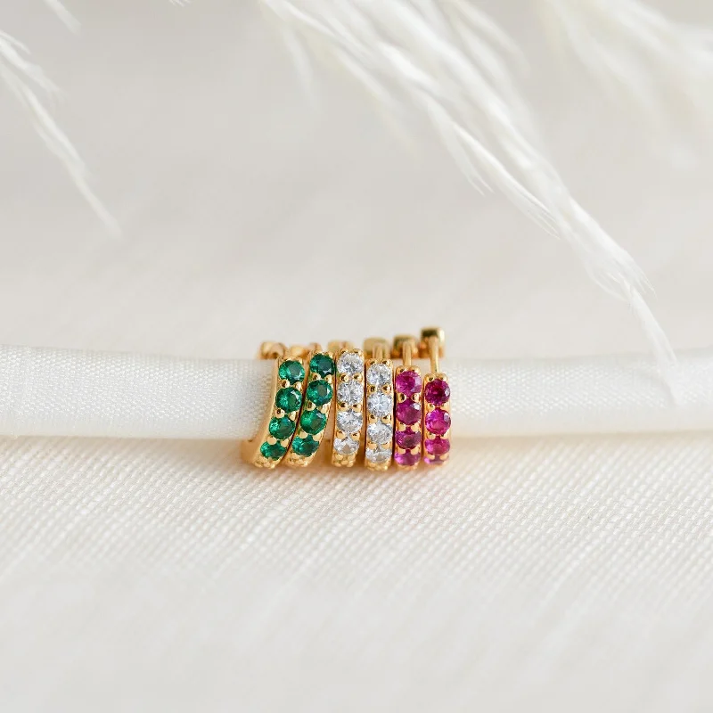 Clearance Sale, Steal Great Bargains Silver Chain Elise Gemstone Huggies Set