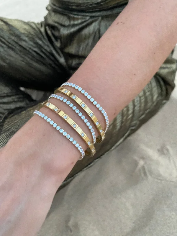 Unbeatable Savings Await Silver Choker Eliza Solid Gold Tennis Bracelet