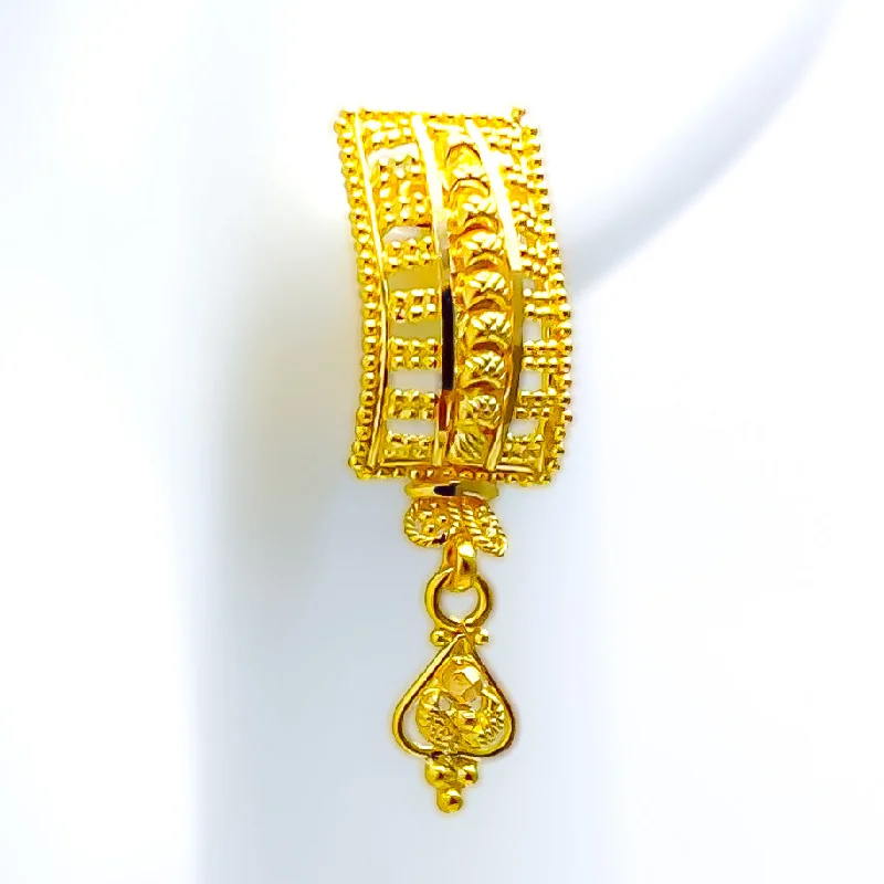 Clearance Sale Diamond Ring Elongated Jazzy 22k Gold Earrings