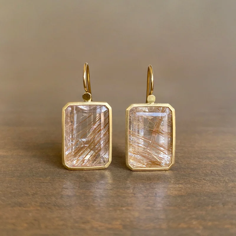 New Arrivals on Discount Fashion Bangles Emerald Cut Rutilated Quartz Earrings