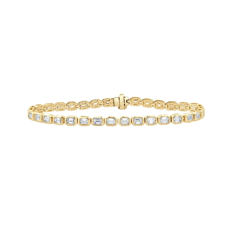 Massive Clearance Sale Charm Bracelet Emerald-Cut Bezel Diamond Bracelet