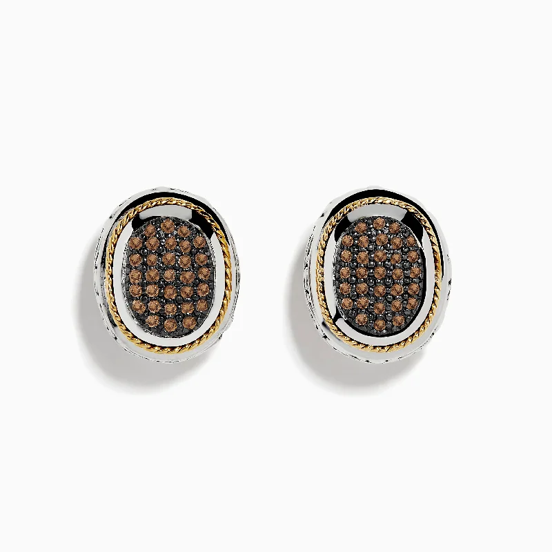 Shop Comfortably at Home Silver Chain Espresso 925 Sterling Silver and 18K Yellow Gold Espresso Diamond Earrings Shop Comfortably at Home Silver Chain Espresso 925 Sterling Silver and 18K Yellow Gold Espresso Diamond Earrings