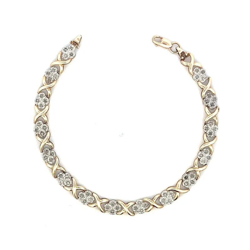 Huge Discounts, Unbeatable Offers Bridal Earrings Estate 10K Two Tone Gold 0.30ctw Round Diamond X Link Bracelet