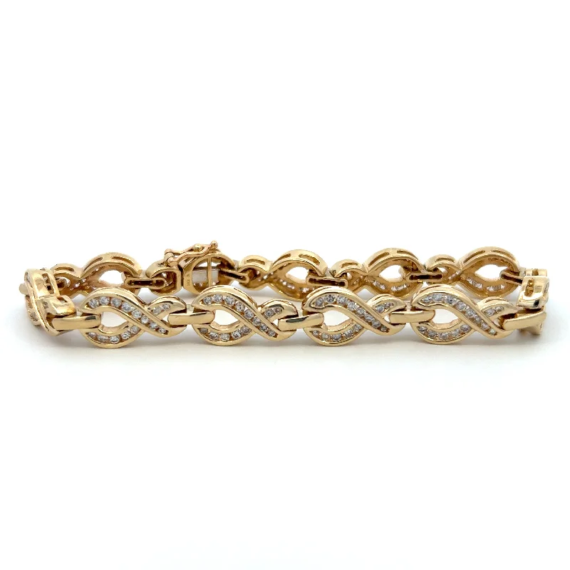 Exclusive Offers for Our Valued Customers Handmade Pendant Estate 14K Yellow Gold 3.25ctw Round Diamond Infinity Link Bracelet