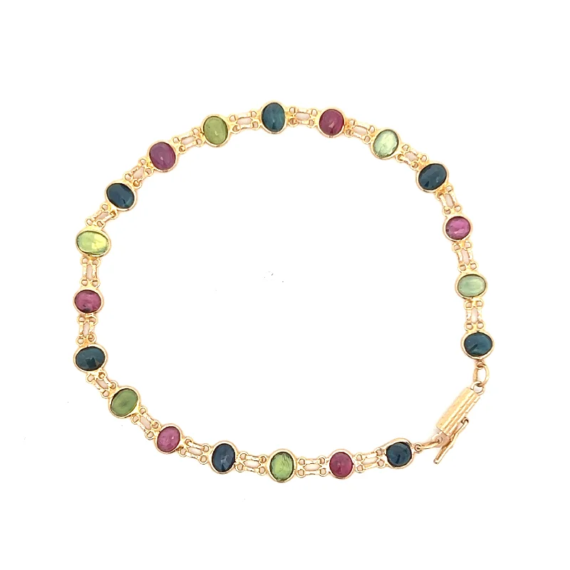 New Arrivals Marquise Ring Estate 14K Yellow Gold 6.25ctw Sapphire & Ruby Link Bracelet